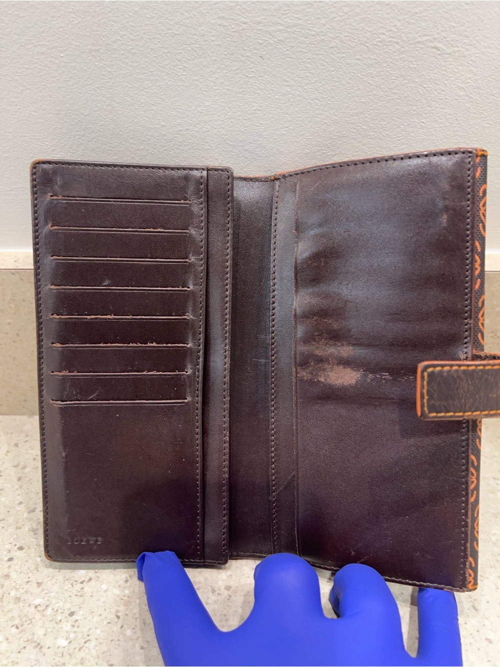 Loewe Black Wallet with Orange Anagram Print and Logo Plaque - Picture 9 of 12